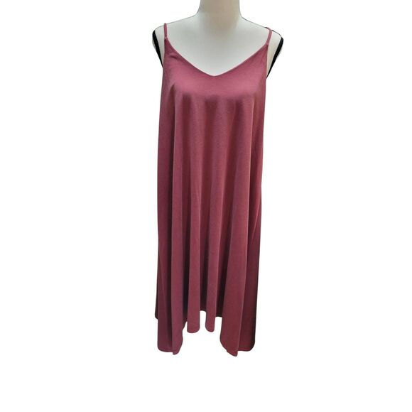 Nicole Miller Sz M Mauve Sleeveless Vneck Shelf Bra Below Knee Dress Soft Stretc - Picture 2 of 7